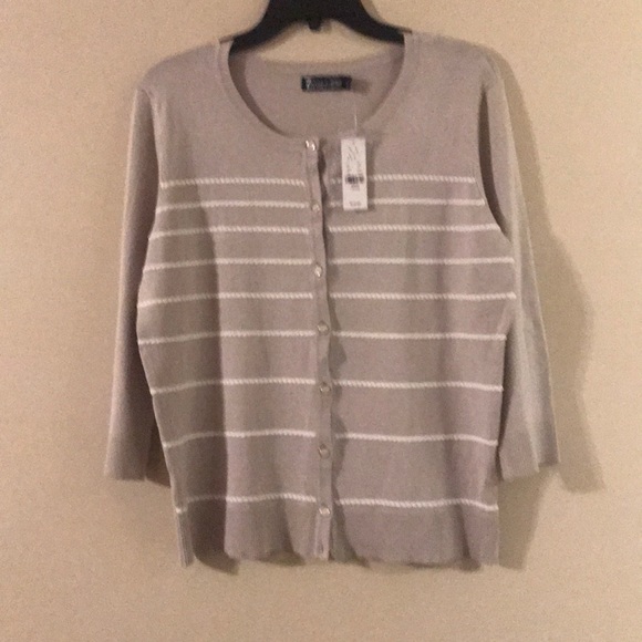 7th Avenue cardigan size L tan/nude color - Picture 2 of 7